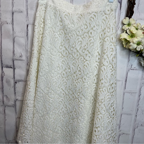 Massimo Dutti ivory scroll lace layered A-Line midi skirt ladies size 6 - Picture 6 of 10